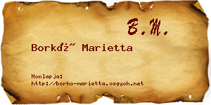 Borkó Marietta névjegykártya